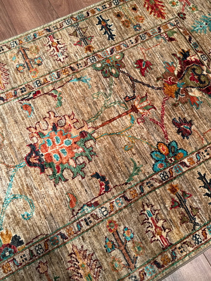 Sultani Binbirgece Yolluk Orijinal El Dokuması Bej Kök Boya Yün Halı 0.75x201 1.51 Metrekare - 3x6 ft