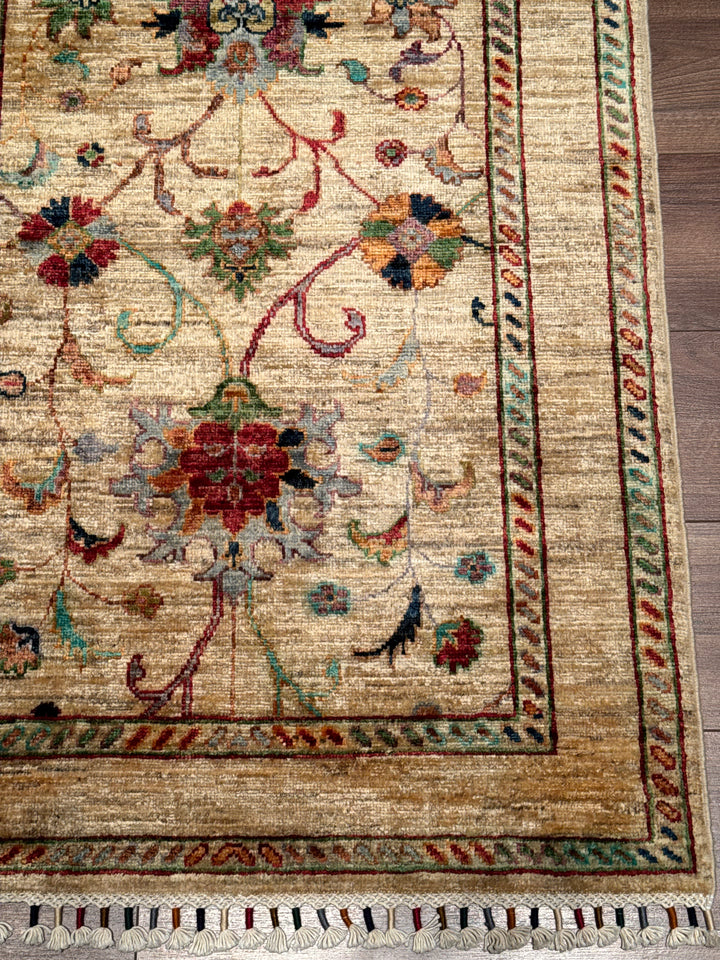 Sultani Binbirgece Yolluk Orijinal El Dokuması Bej Kök Boya Yün Halı 0.81x274 2.22 Metrekare - 3x8 ft