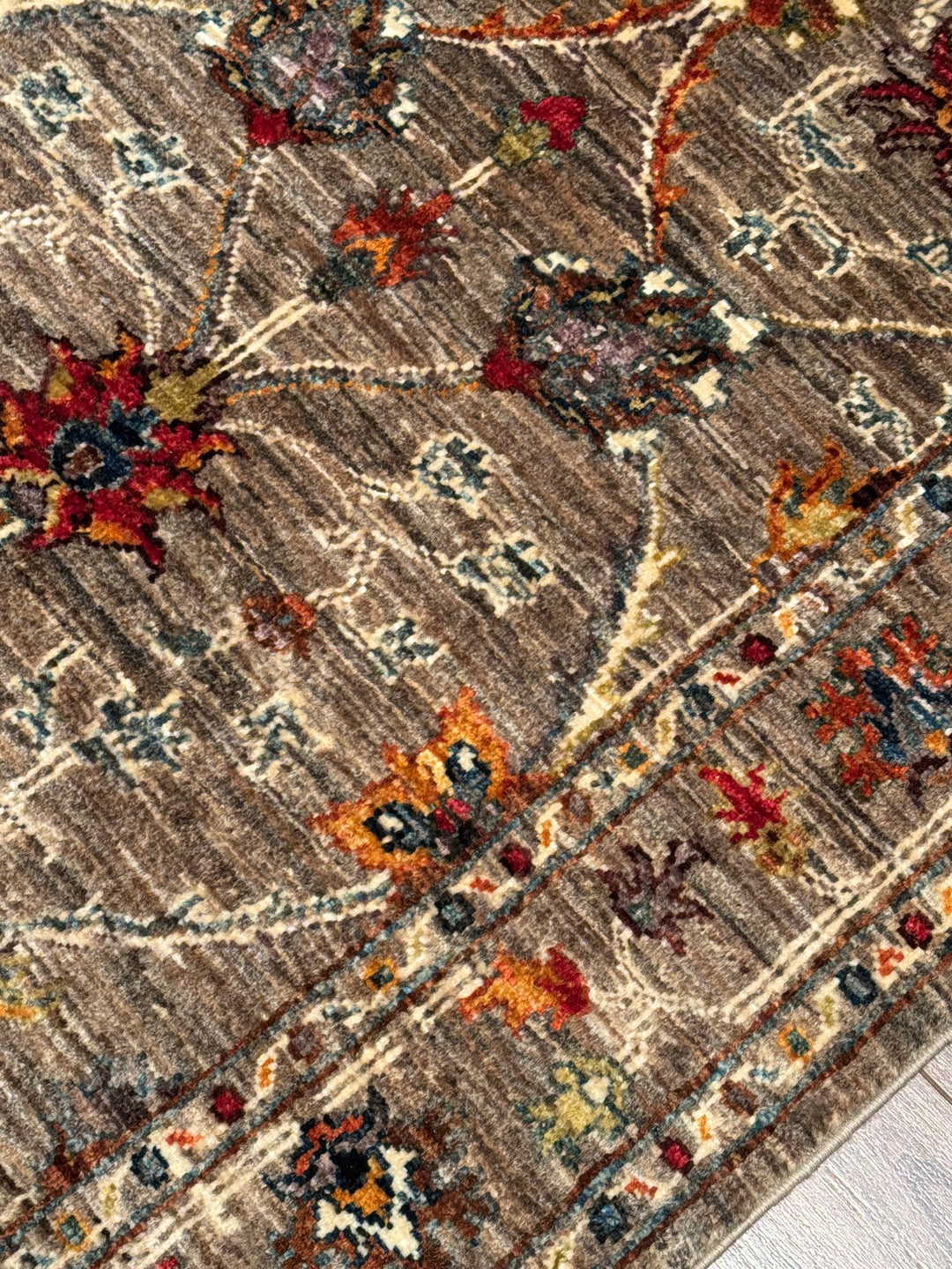 Sultani Binbirgece Yolluk Orijinal El Dokuması Bej Kök Boya Yün Halı 0.81x245 1.98 Metrekare - 3x8 ft