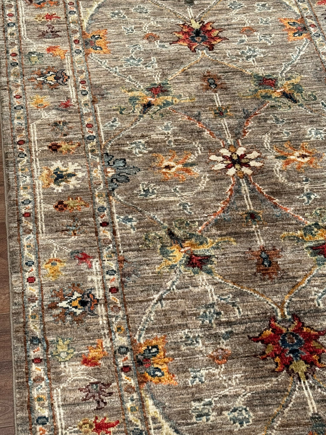 Sultani Binbirgece Yolluk Orijinal El Dokuması Bej Kök Boya Yün Halı 0.81x245 1.98 Metrekare - 3x8 ft