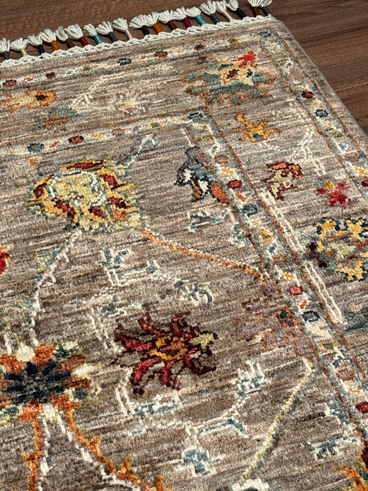 Sultani Binbirgece Yolluk Orijinal El Dokuması Bej Kök Boya Yün Halı 0.81x245 1.98 Metrekare - 3x8 ft