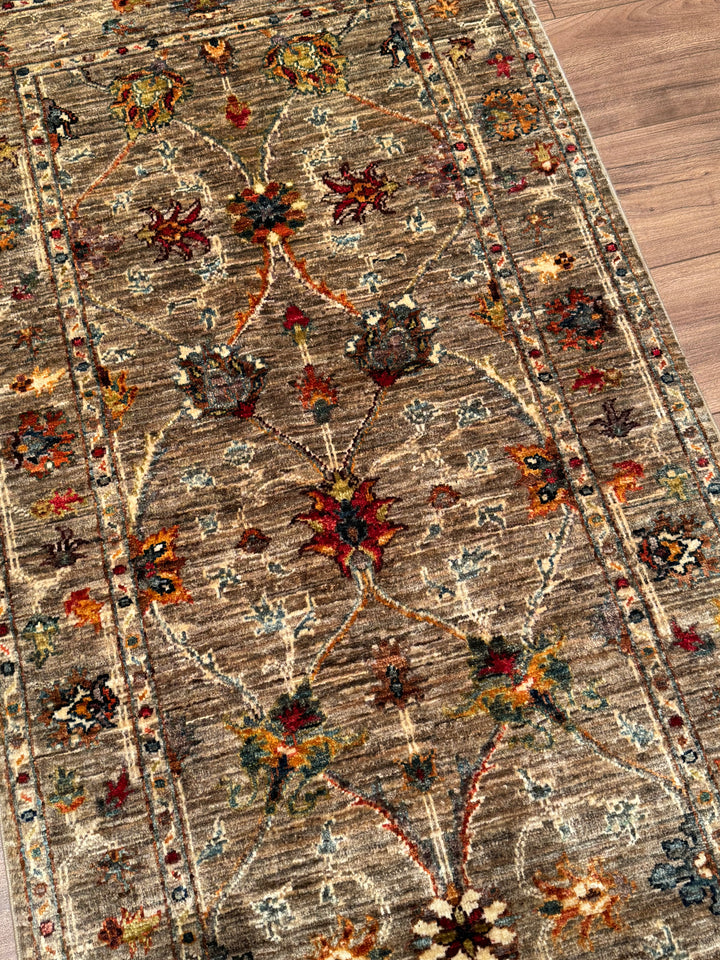 Sultani Binbirgece Runner Original Hand-Woven Beige Vegetable Dyed Wool Carpet 0.81x243 1.97 Square Meters - 3x8 ft