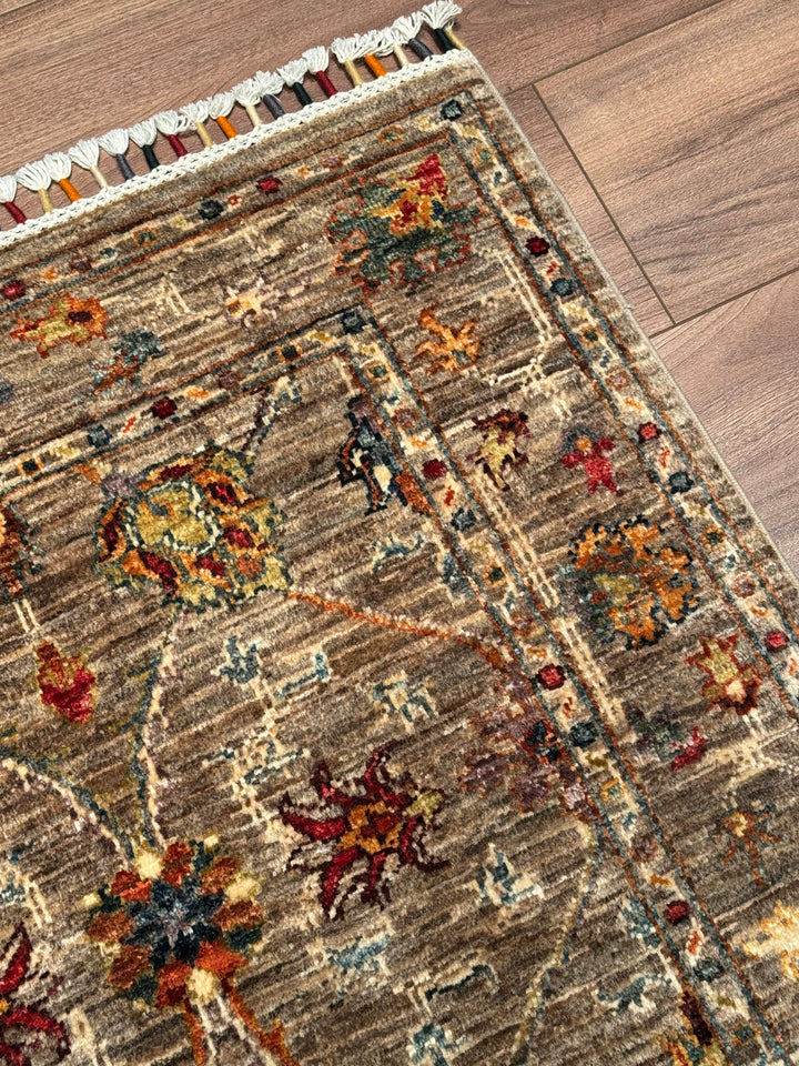 Sultani Binbirgece Runner Original Hand-Woven Beige Vegetable Dyed Wool Carpet 0.81x243 1.97 Square Meters - 3x8 ft