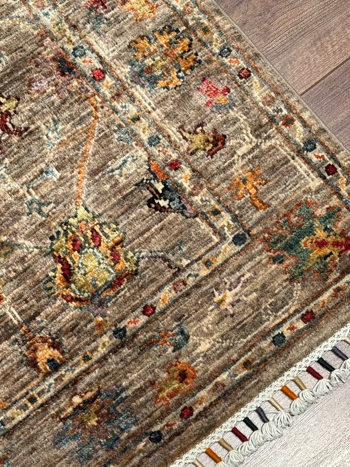Sultani Binbirgece Runner Original Hand-Woven Beige Vegetable Dyed Wool Carpet 0.81x243 1.97 Square Meters - 3x8 ft