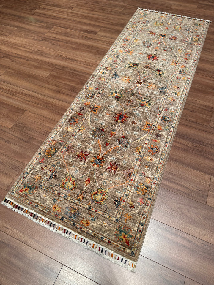 Sultani Binbirgece Runner Original Hand-Woven Beige Vegetable Dyed Wool Carpet 0.81x243 1.97 Square Meters - 3x8 ft