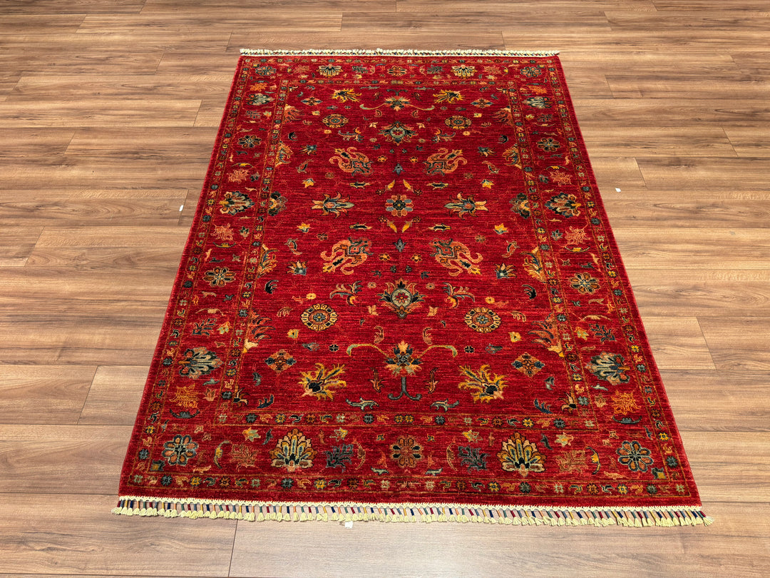 Sultani Binbirgece Original Hand Woven Red Vegetable Dyed Wool Carpet 155x209 3.24 Square Meters - 5x6 ft