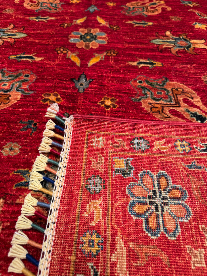 Sultani Binbirgece Original Hand Woven Red Vegetable Dyed Wool Carpet 155x209 3.24 Square Meters - 5x6 ft