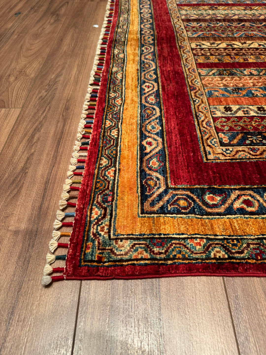 Shawl Original Hand Woven Red Vegetable Dyed Wool Carpet 152x205 3.12 Square Meters -5x6 ft