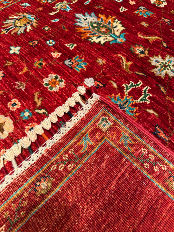 Sultani Binbirgece Original Hand Woven Red Vegetable Dyed Wool Carpet 151x198 2.99 Square Meters - 5x6 ft