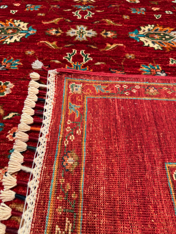 Sultani Binbirgece Original Hand Woven Red Vegetable Dyed Wool Carpet 151x198 2.99 Square Meters - 5x6 ft