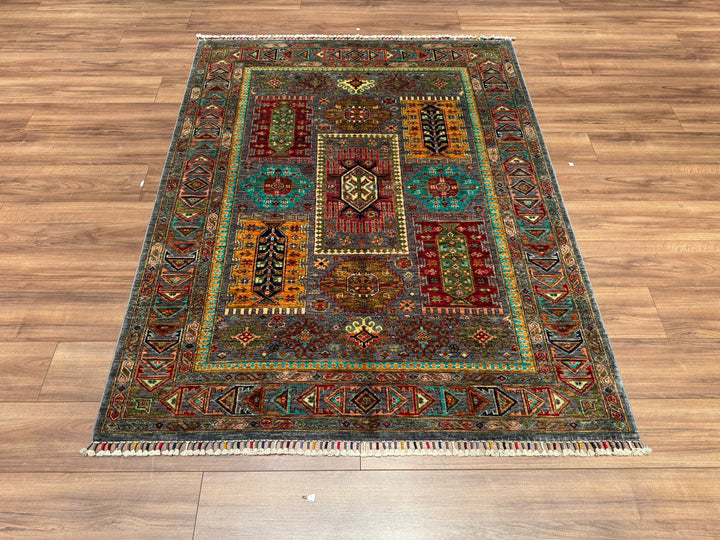 Veziri Original Hand Woven Gray Vegetable Dyed Wool Carpet 151x194 2.93 Square Meters - 5x6 ft