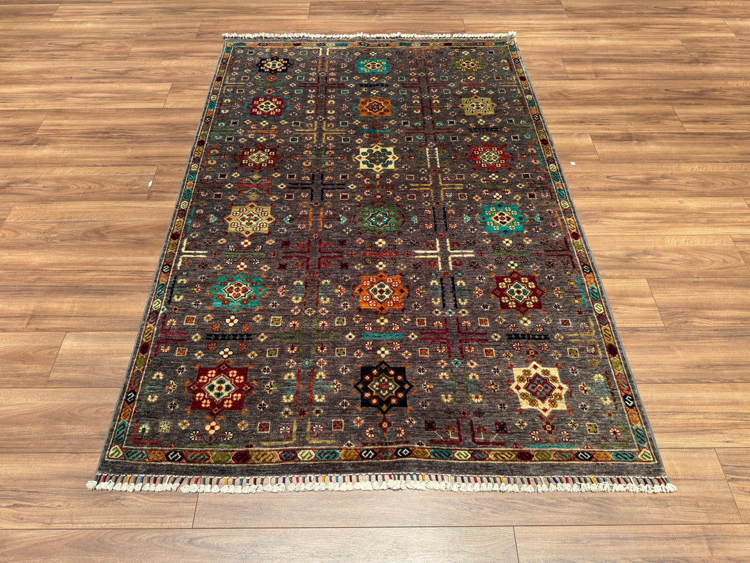 Veziri Bilcik Original Hand Woven Gray Vegetable Dyed Wool Carpet 149x215 3.20 Square Meters - 5x6 ft