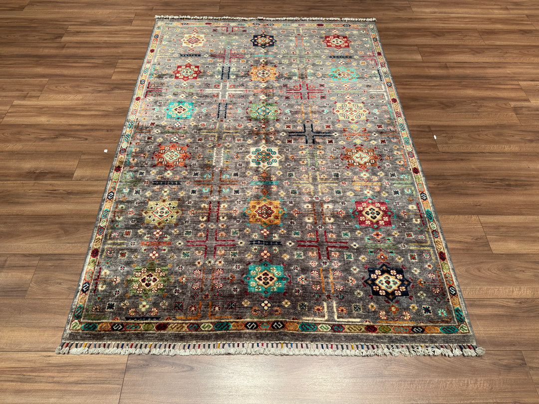 Veziri Bilcik Original Hand Woven Gray Vegetable Dyed Wool Carpet 149x215 3.20 Square Meters - 5x6 ft