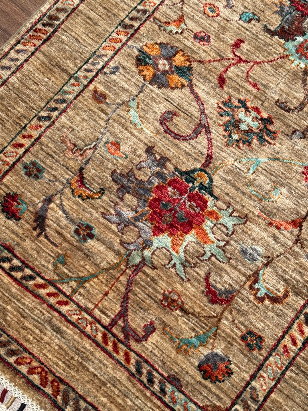 Sultani Binbirgece Runner Original Hand-Woven Beige Vegetable Dyed Wool Carpet 0.84x249 2.09 Square Meters - 3x8 ft