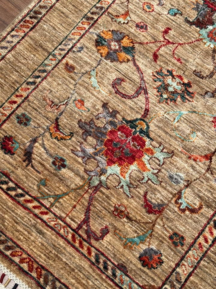 Sultani Binbirgece Runner Original Hand-Woven Beige Vegetable Dyed Wool Carpet 0.84x249 2.09 Square Meters - 3x8 ft