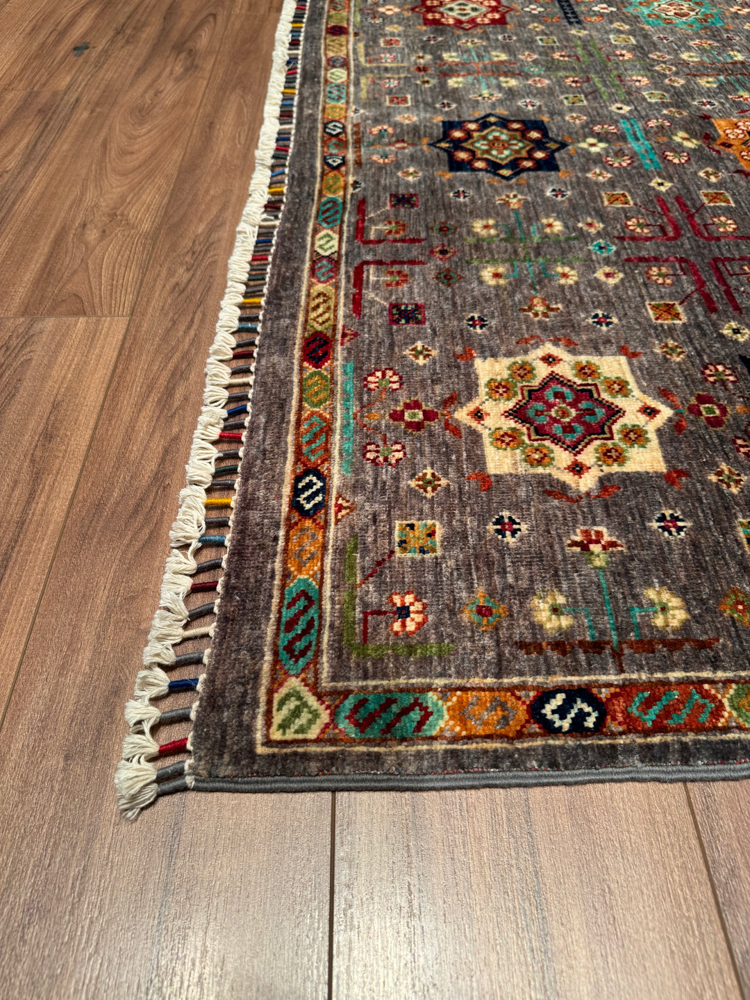 Veziri Bilcik Original Hand Woven Gray Vegetable Dyed Wool Carpet 149x215 3.20 Square Meters - 5x6 ft