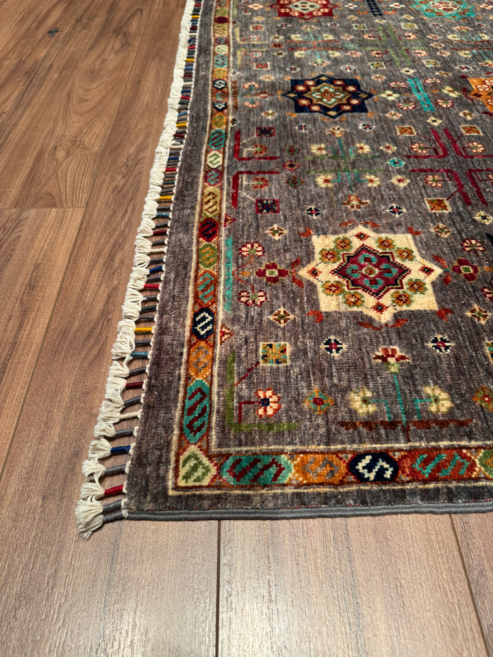 Veziri Bilcik Original Hand Woven Gray Vegetable Dyed Wool Carpet 149x215 3.20 Square Meters - 5x6 ft