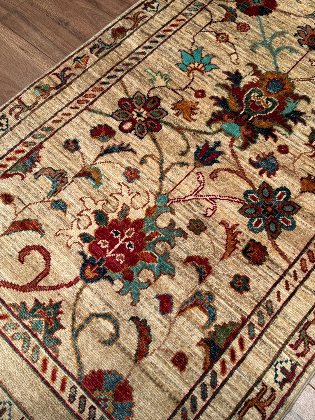 Sultani Binbirgece Yolluk Orijinal El Dokuması Bej Kök Boya Yün Halı 0.80x285 2.28 Metrekare - 3x10 ft