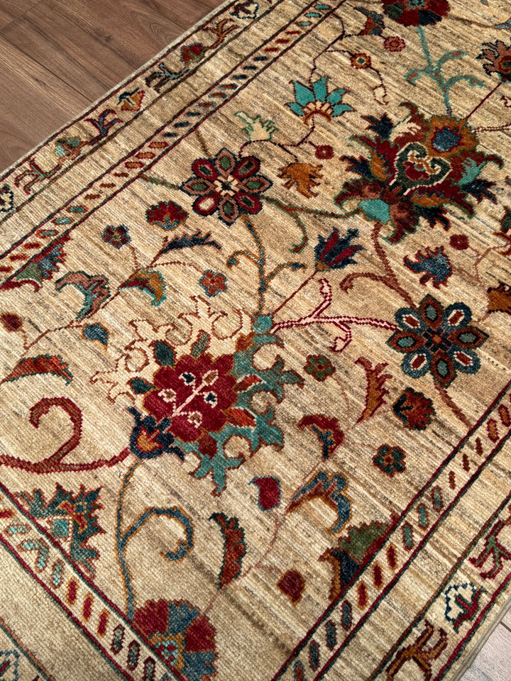 Sultani Binbirgece Yolluk Orijinal El Dokuması Bej Kök Boya Yün Halı 0.80x285 2.28 Metrekare - 3x10 ft