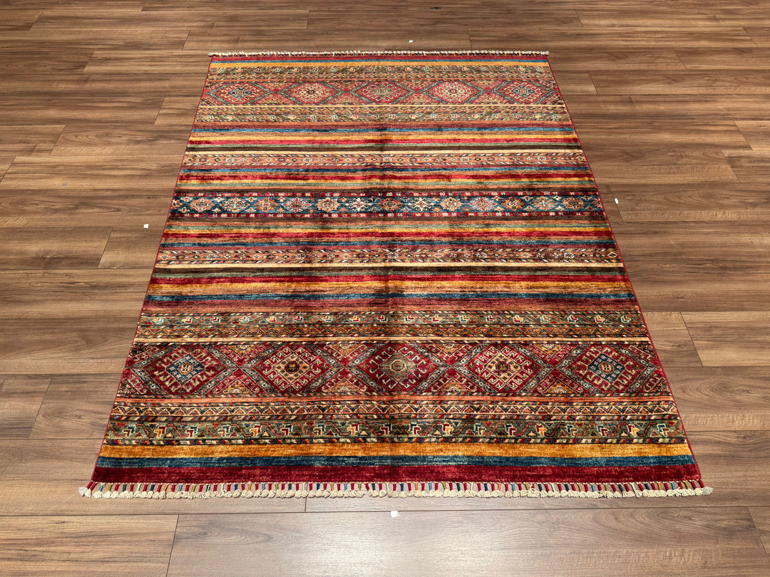 Khorjin Orjinal El Dokuması Multi Kök Boya Yün Halı 155x197 3.05 Metrekare - 5x6 ft