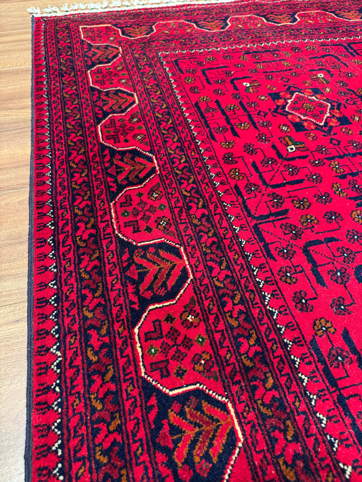 سجادة أفغانية من هامياب، منسوجة يدويًا من الصوف المصبوغ بالجذور، مقاس 148×200، 2.96 متر مربع - 4×6 قدم