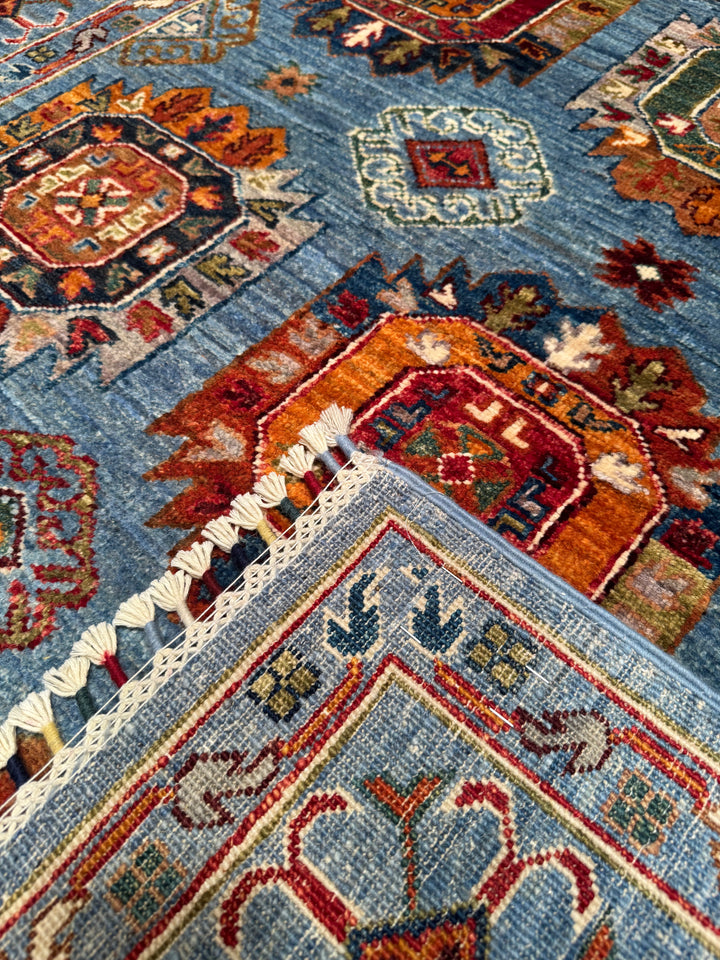 Veziri Original Hand Woven Blue Vegetable Dyed Wool Carpet 155x206 3.19 Square Meters - 5x6 ft