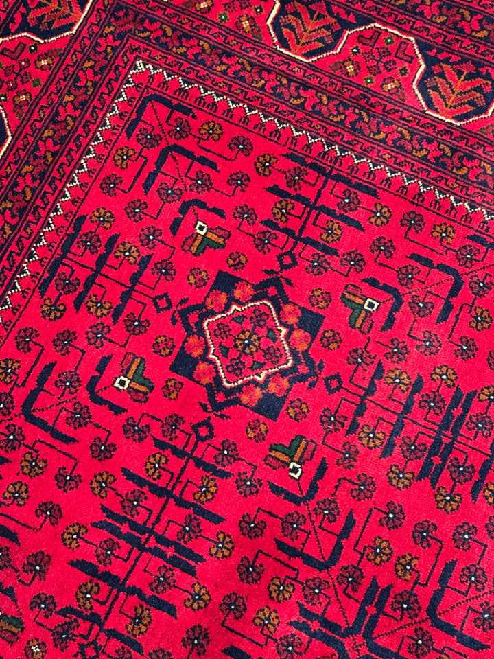 سجادة أفغانية من هامياب، منسوجة يدويًا من الصوف المصبوغ بالجذور، مقاس 148×200، 2.96 متر مربع - 4×6 قدم