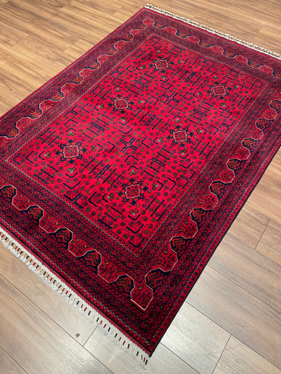 سجادة أفغانية من هامياب، منسوجة يدويًا من الصوف المصبوغ بالجذور، مقاس 148×200، 2.96 متر مربع - 4×6 قدم