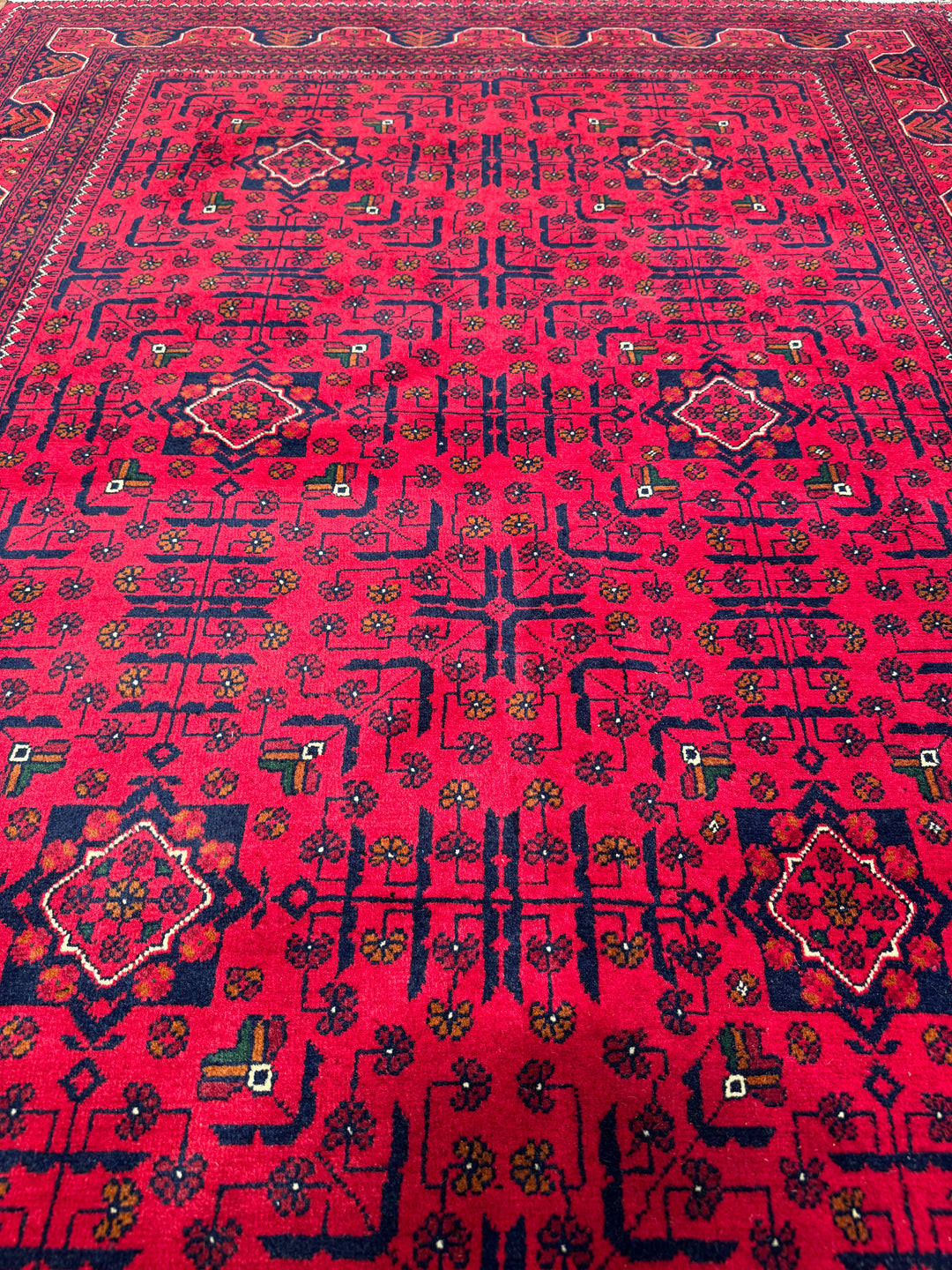 سجادة أفغانية من هامياب، منسوجة يدويًا من الصوف المصبوغ بالجذور، مقاس 148×200، 2.96 متر مربع - 4×6 قدم