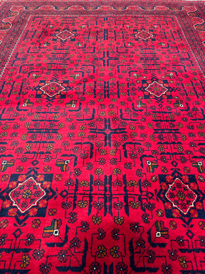 سجادة أفغانية من هامياب، منسوجة يدويًا من الصوف المصبوغ بالجذور، مقاس 148×200، 2.96 متر مربع - 4×6 قدم