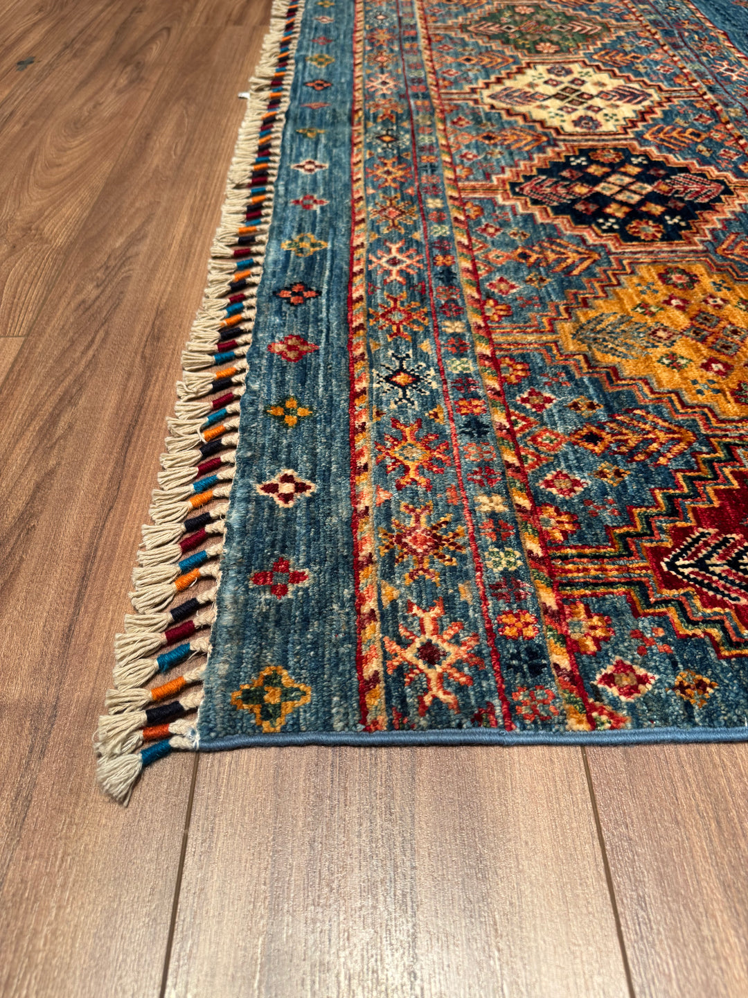 Khorjin Original Hand Woven Blue Vegetable Dyed Wool Carpet 152x202 3.07 Square Meters - 5x6 ft