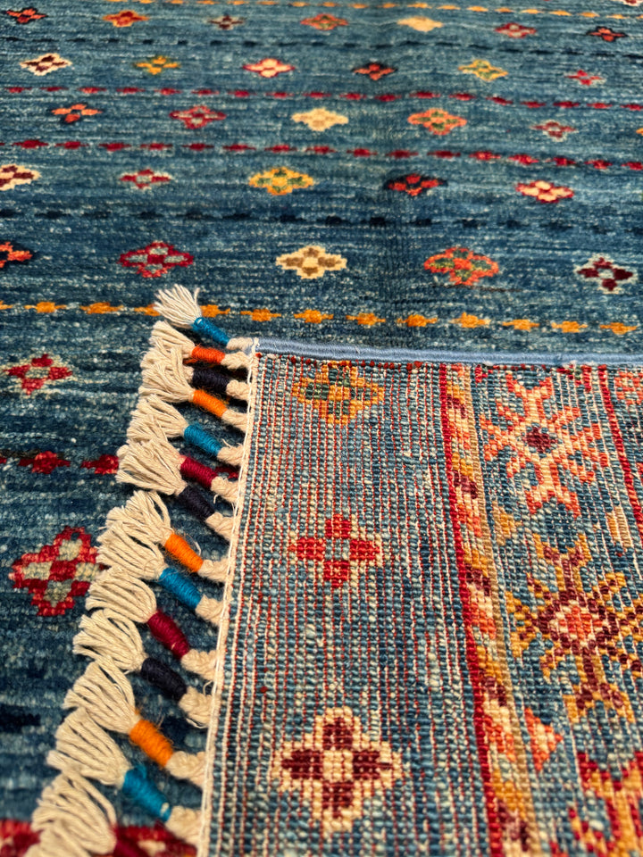 Khorjin Original Hand Woven Blue Vegetable Dyed Wool Carpet 152x202 3.07 Square Meters - 5x6 ft