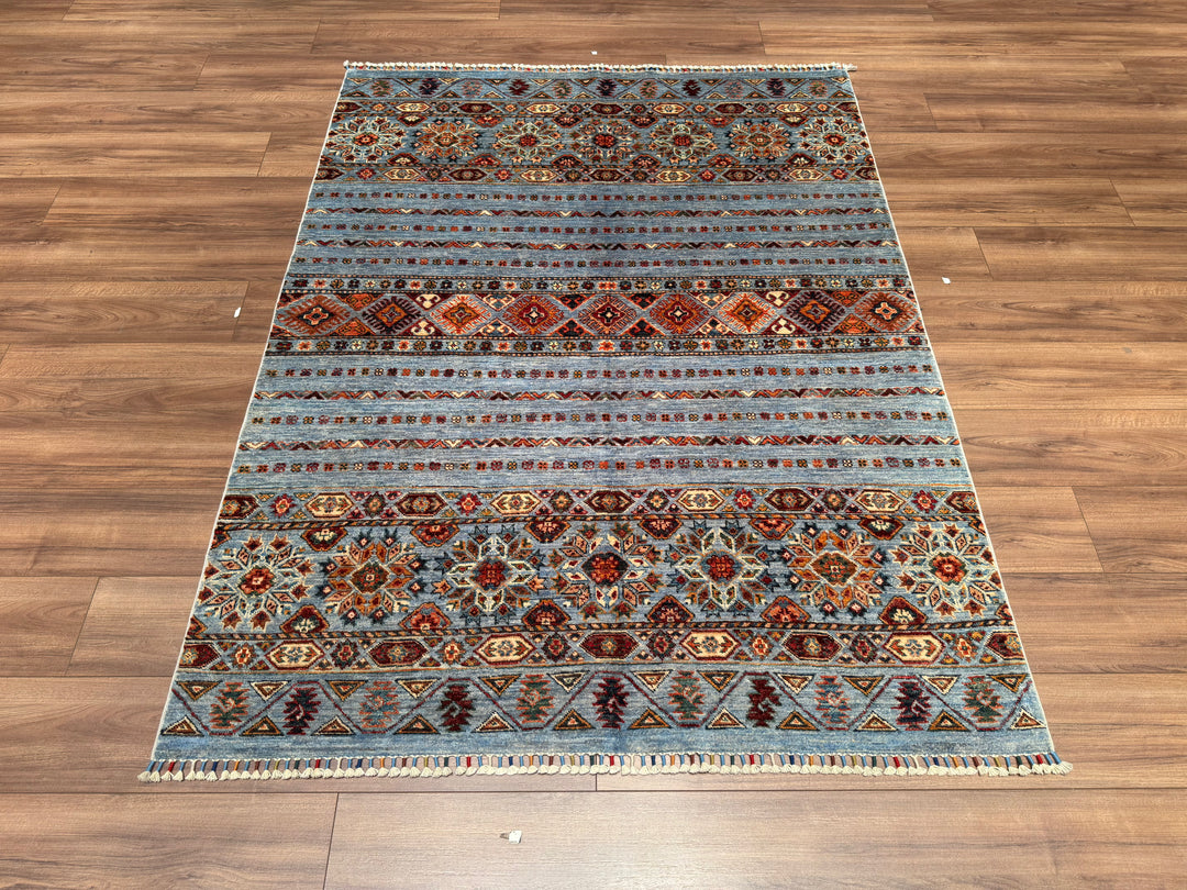 Khorjin Original Hand Woven Blue Vegetable Dyed Wool Carpet 148x196 2.90 Square Meters - 5x6 ft