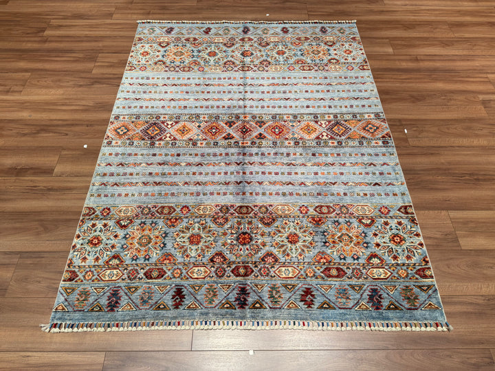 Khorjin Orjinal El Dokuması Mavi Kök Boya Yün Halı 148x196 2.90 Metrekare - 5x6 ft