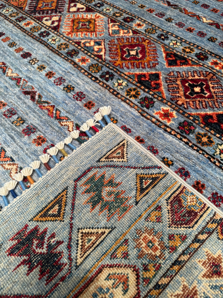 Khorjin Original Hand Woven Blue Vegetable Dyed Wool Carpet 148x196 2.90 Square Meters - 5x6 ft