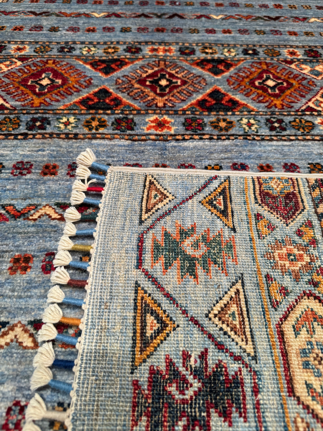 Khorjin Original Hand Woven Blue Vegetable Dyed Wool Carpet 148x196 2.90 Square Meters - 5x6 ft