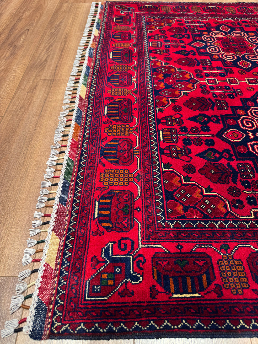 سجادة أفغانية من هامياب، منسوجة يدويًا من الصوف المصبوغ بالجذور، مقاس 147×197، 2.90 متر مربع - 4×6 قدم