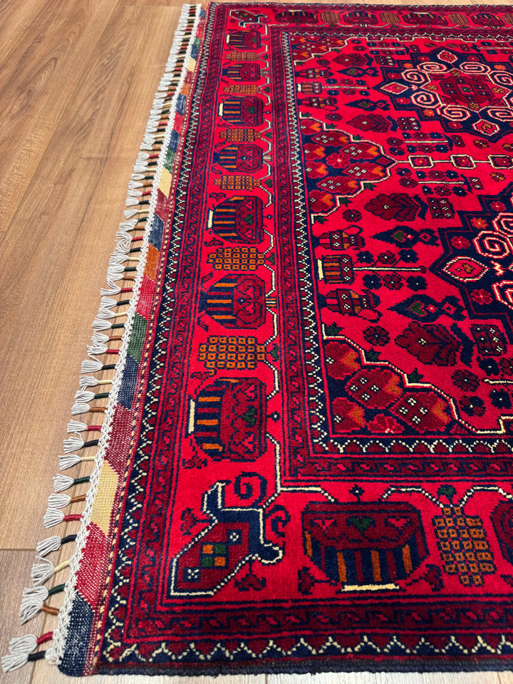 سجادة أفغانية من هامياب، منسوجة يدويًا من الصوف المصبوغ بالجذور، مقاس 147×197، 2.90 متر مربع - 4×6 قدم