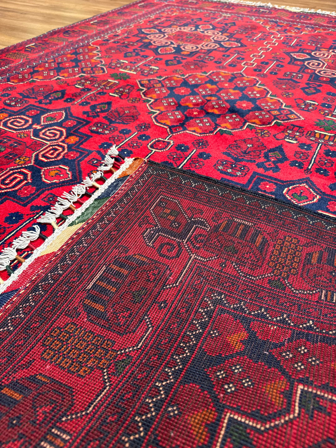 سجادة أفغانية من هامياب، منسوجة يدويًا من الصوف المصبوغ بالجذور، مقاس 147×197، 2.90 متر مربع - 4×6 قدم