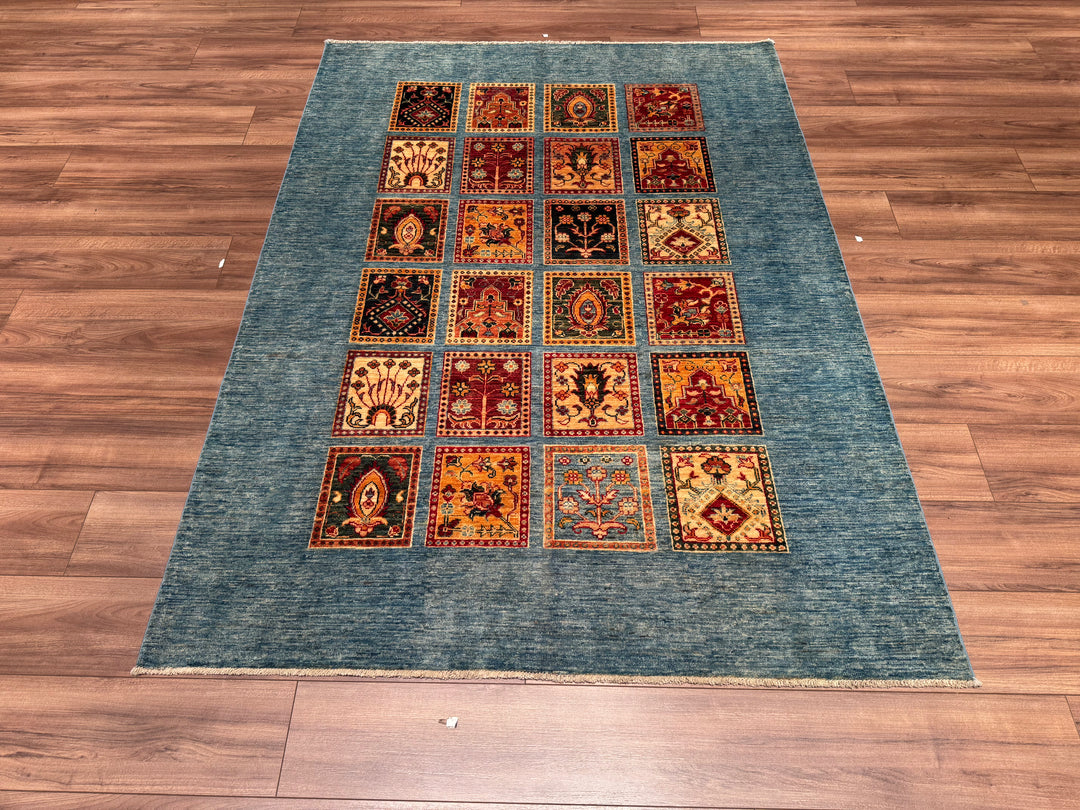 Blue Bahtiyari Original Vegetable Dyed Hand Woven Wool Carpet 151x205 3.10 Square Meters - 5x6 ft