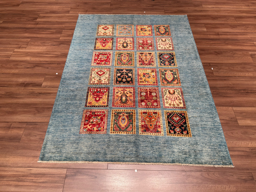 Blue Bahtiyari Original Vegetable Dyed Hand Woven Wool Carpet 151x205 3.10 Square Meters - 5x6 ft