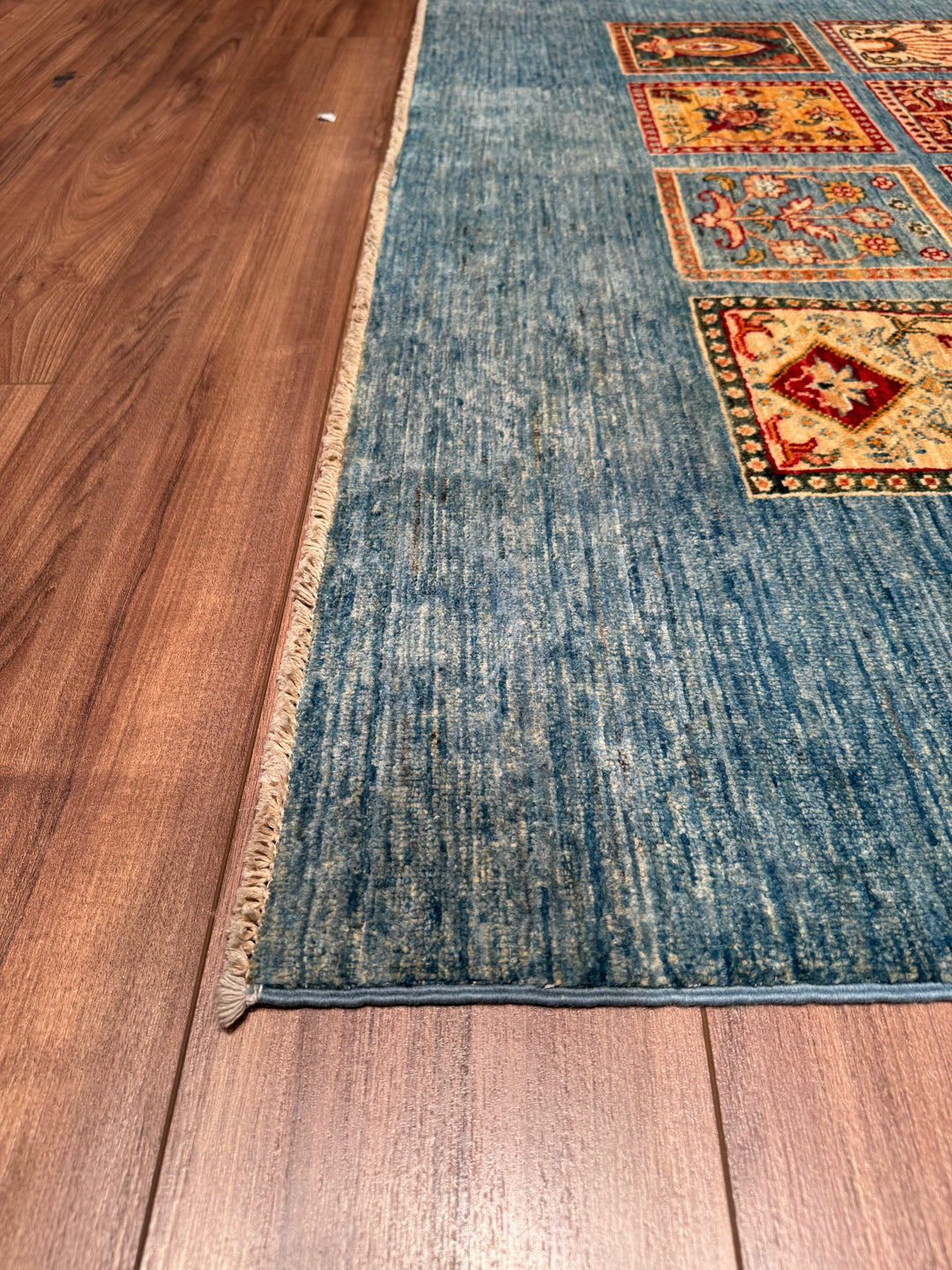 Blue Bahtiyari Original Vegetable Dyed Hand Woven Wool Carpet 151x205 3.10 Square Meters - 5x6 ft