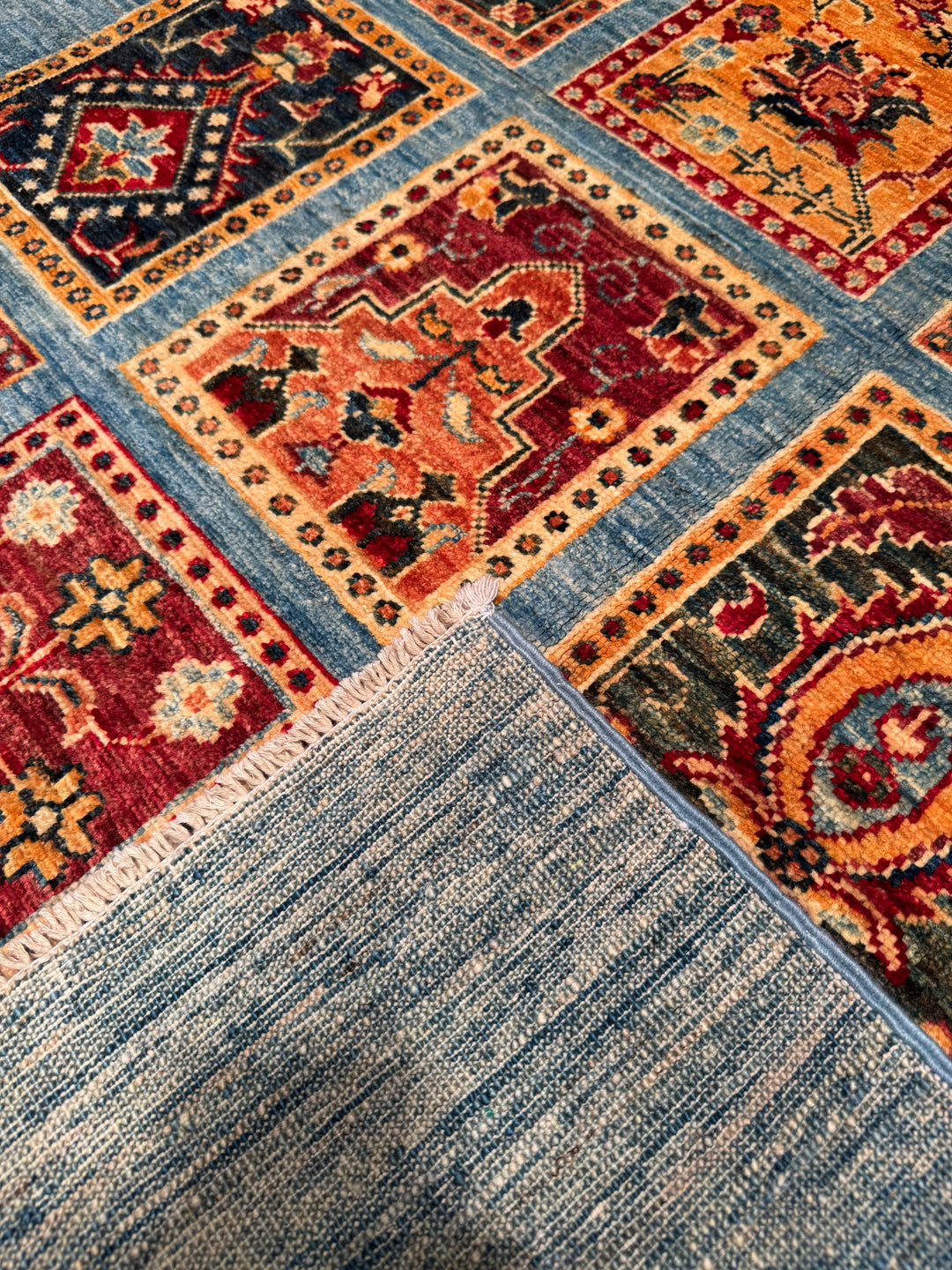 Blue Bahtiyari Original Vegetable Dyed Hand Woven Wool Carpet 151x205 3.10 Square Meters - 5x6 ft