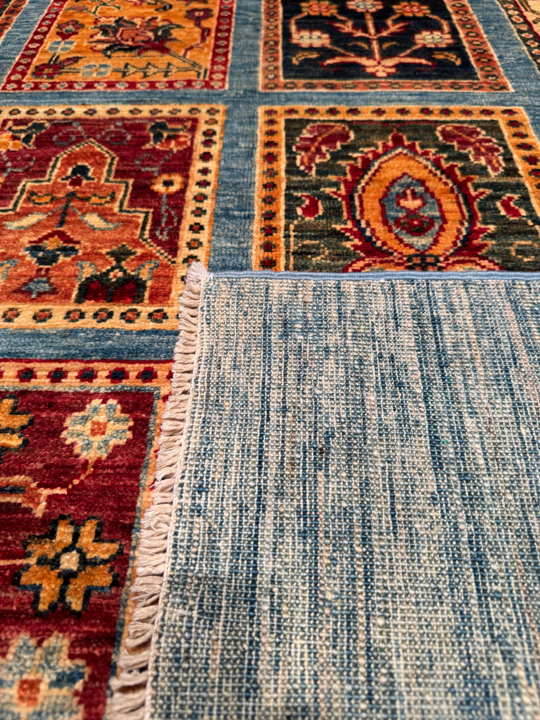 Blue Bahtiyari Original Vegetable Dyed Hand Woven Wool Carpet 151x205 3.10 Square Meters - 5x6 ft