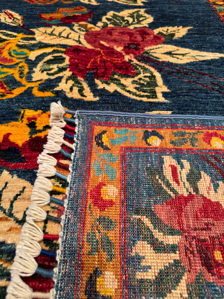 Karabakh Original Hand Woven Blue Vegetable Dyed Wool Carpet 156x210 3.28 Square Meters - 5x6 ft