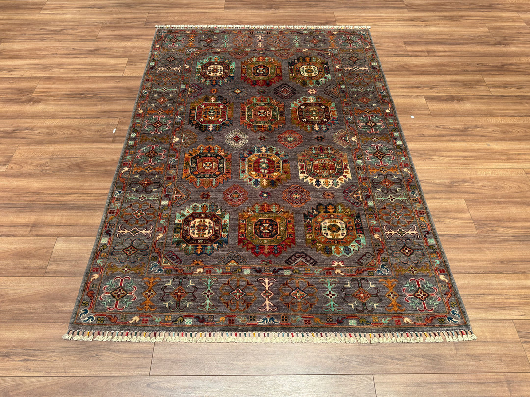 Veziri Original Hand Woven Gray Vegetable Dyed Wool Carpet 151x210 3.17 Square Meters - 5x7 ft