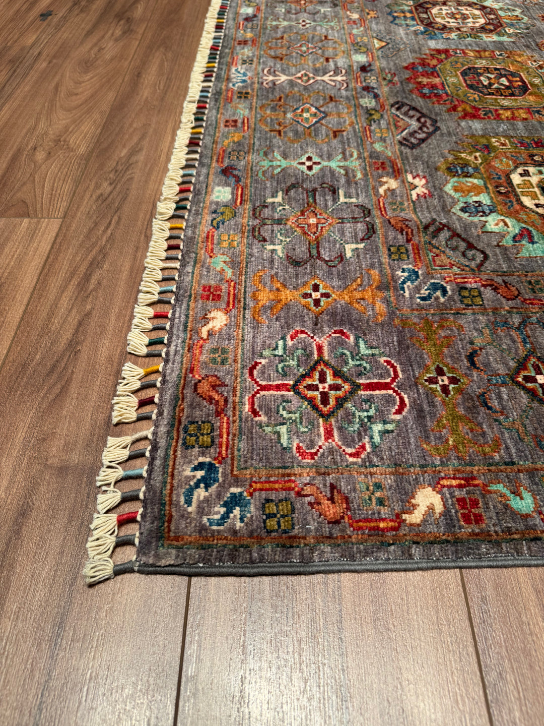 Veziri Original Hand Woven Gray Vegetable Dyed Wool Carpet 151x210 3.17 Square Meters - 5x7 ft