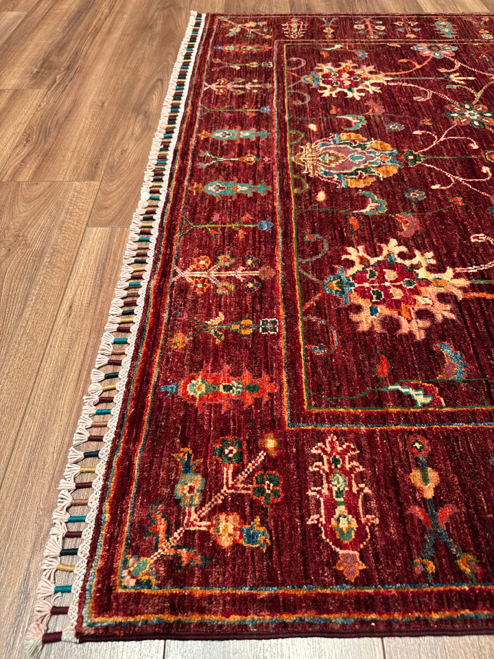 Sultani Binbirgece Orijinal El Dokuması Kırmızı Kök Boya Yün Halı 147x203 2.98 Metrekare - 5x6 ft