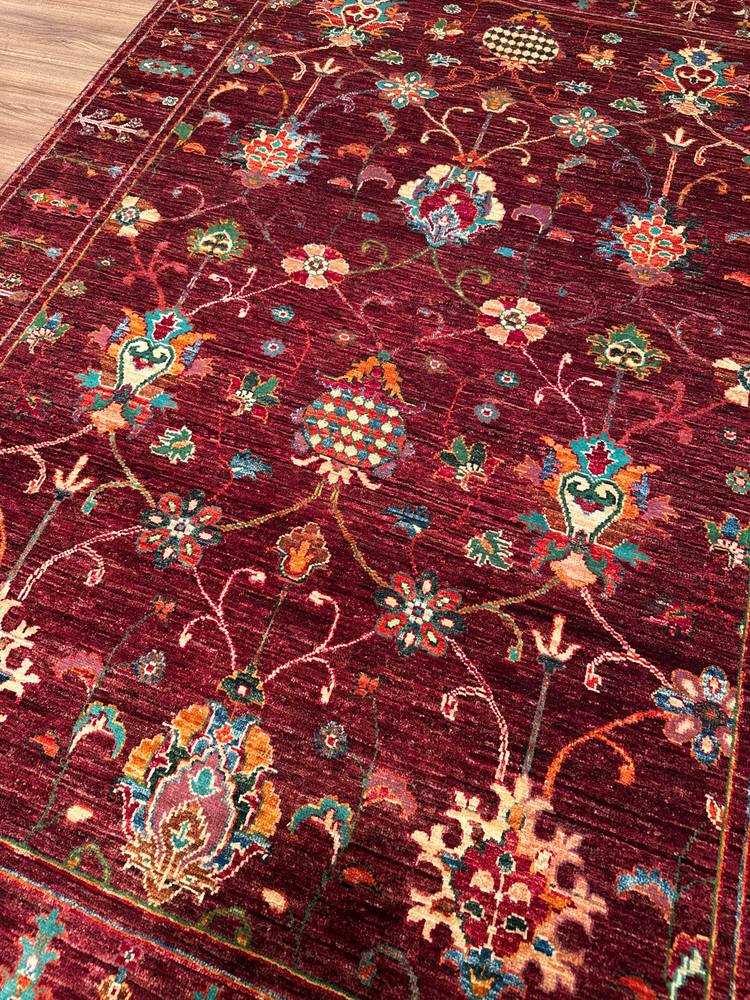 Sultani Binbirgece Orijinal El Dokuması Kırmızı Kök Boya Yün Halı 147x203 2.98 Metrekare - 5x6 ft