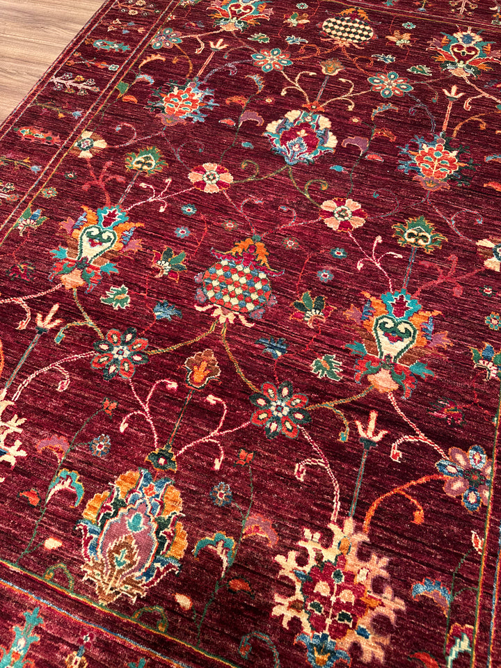 Sultani Binbirgece Orijinal El Dokuması Kırmızı Kök Boya Yün Halı 147x203 2.98 Metrekare - 5x6 ft